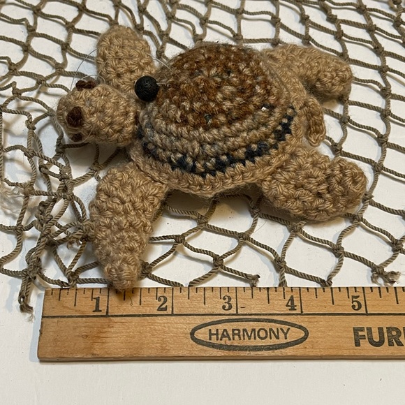 Crochet Brown & Blue Lava Bead Essential Oil Diffuser Sea Turtle Ornament SK . - Picture 5 of 5